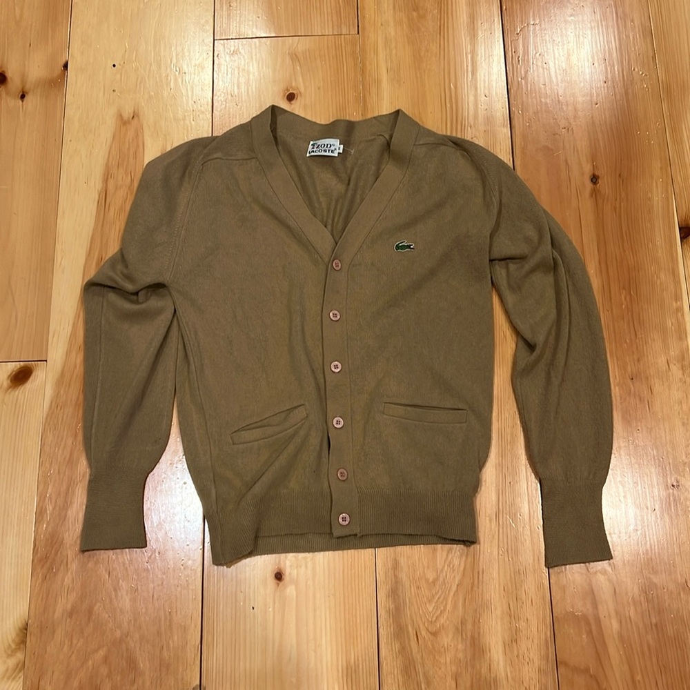 Lacoste Izod vintage tan button up cardigan